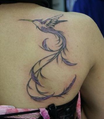 Hummingbird Image Tattoo On Back